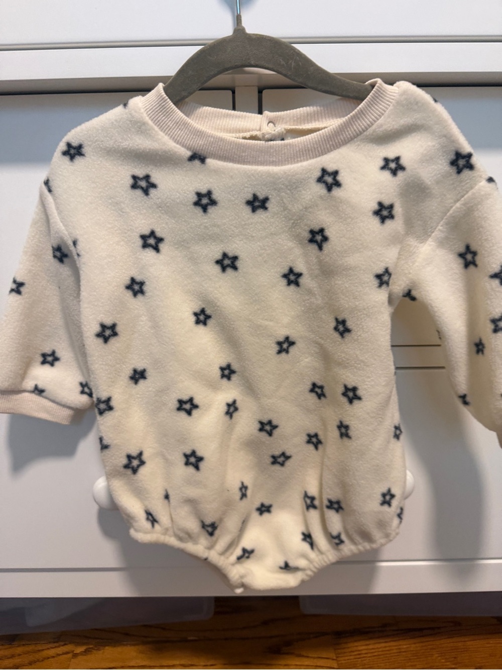 Cream Star-Print Fleece Baby One-Piece